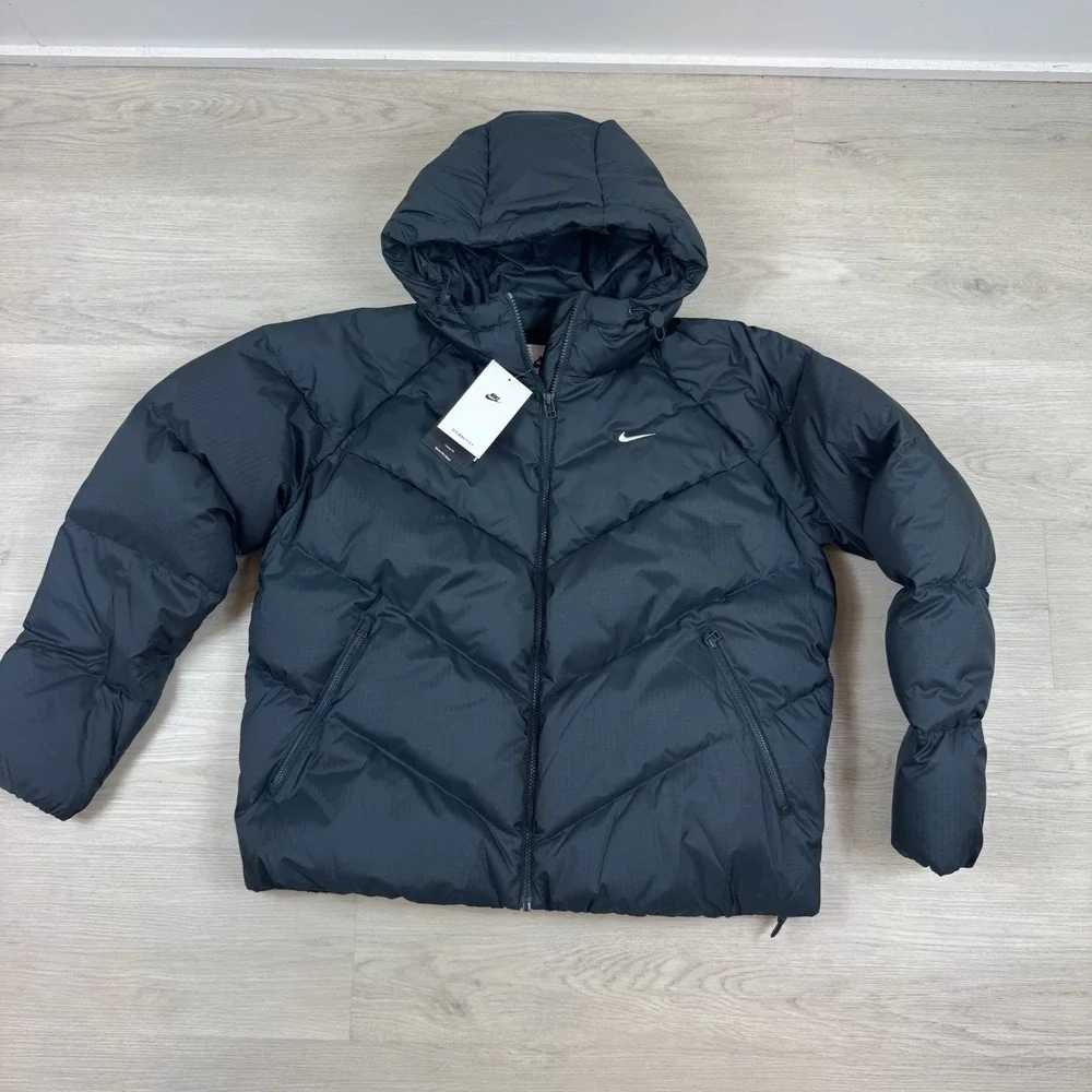 Nike Sportswear Windrunner Down Hooded Jacket Womens Medium Black IF2591 390